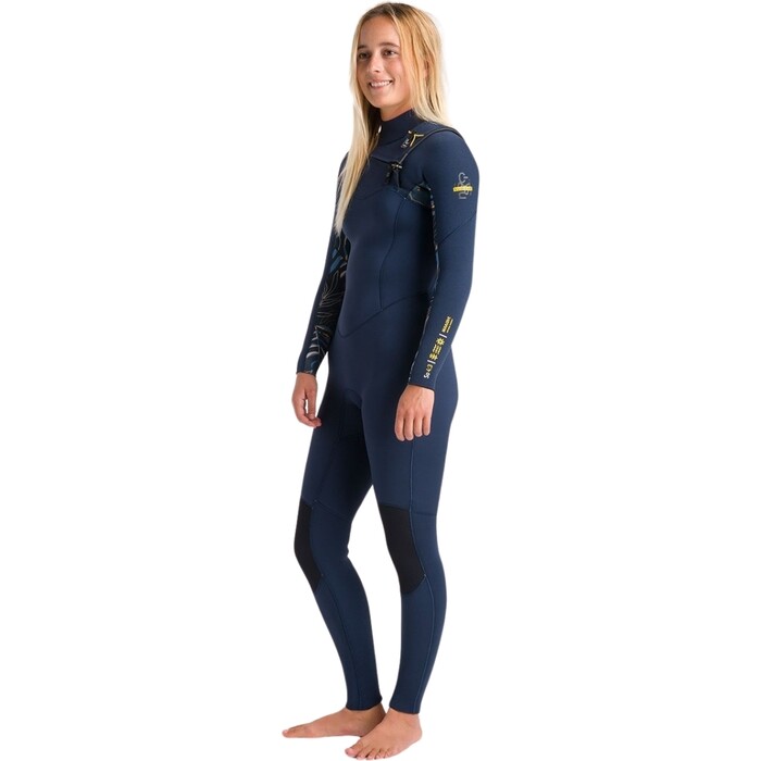 2024 C-Skins Womens NuWave Solace 4/3mm Chest Zip Wetsuit C-NSO43WCZ - Bluestone X / Tropical